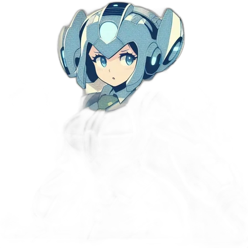 robot, mask, staff, crown, concept art, anime, pixel art, watercolor transparent PNG cut-out
