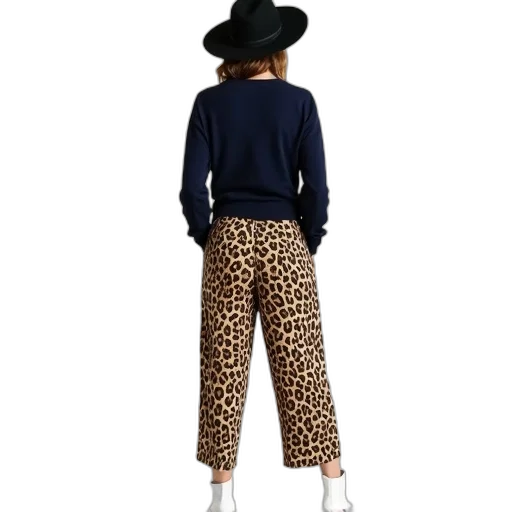jacket, hat, woman, leopard transparent PNG cut-out