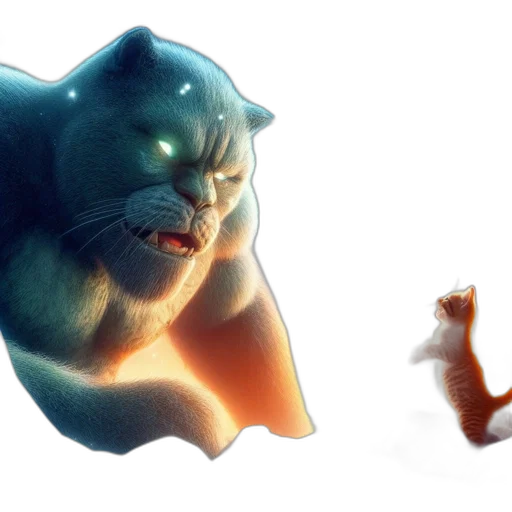 creature, concept art, 3d render, fantasy art, photorealistic, fire, outer space, blue transparent PNG cut-out