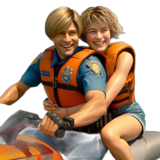 concept art, 3d render, photorealistic, underwater, two, animated, characters, one transparent PNG cut-out
