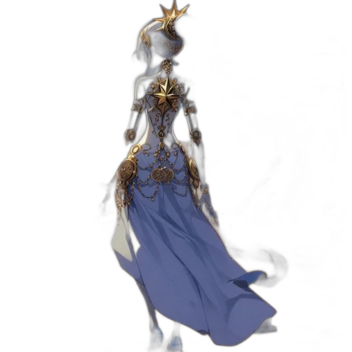 dress, jewelry, crown, staff transparent PNG cut-out