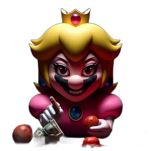 crown, weapon, mask, face, 3d render, concept art, pixel art, ominous transparent PNG cut-out