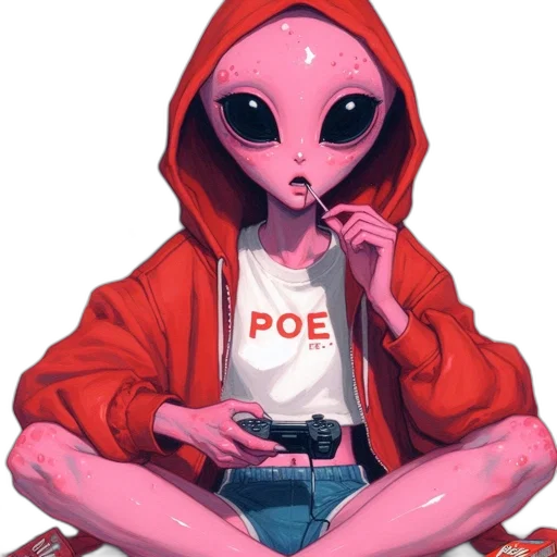jacket, creature, robot, face, concept art, vaporwave, cyberpunk, pixel art transparent PNG cut-out