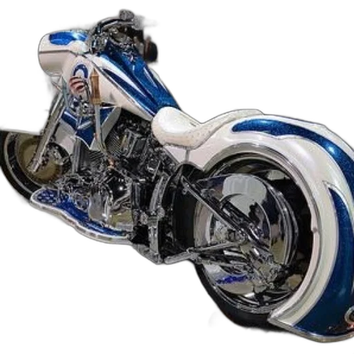 weapon, 3d render, photorealistic, concept art, custom, blue, white, motorcycle transparent PNG cut-out