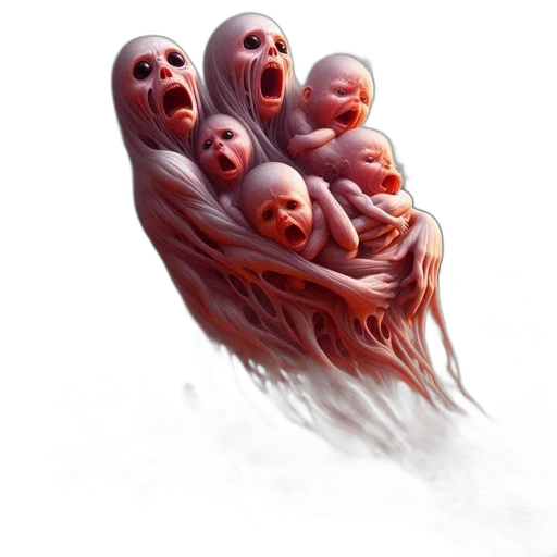 creature, hair, face, mask, concept art, photorealistic, 3d render, fantasy art transparent PNG cut-out