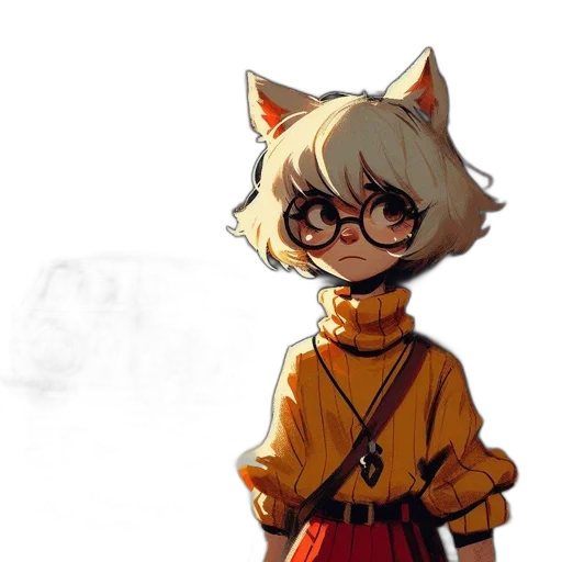 staff, jacket, mask, animal, pixel art, concept art, anime, watercolor transparent PNG cut-out