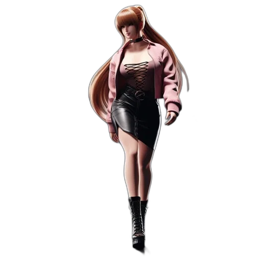dress, jacket, hair, 3d render, concept art, photorealistic, anime, dark transparent PNG cut-out