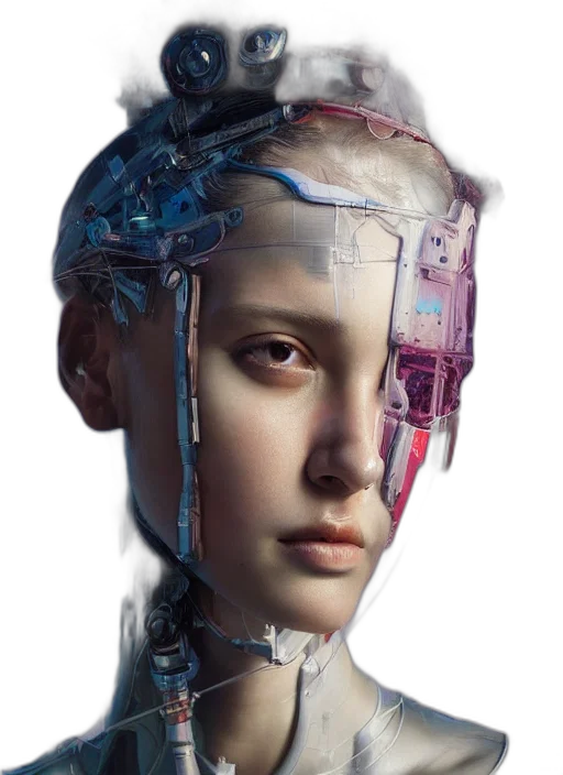 robot, face, mask, cyberpunk transparent PNG cut-out