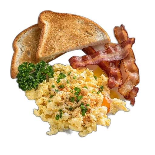 food, weapon, photorealistic, plate, breakfast, two, slices, toast transparent PNG cut-out