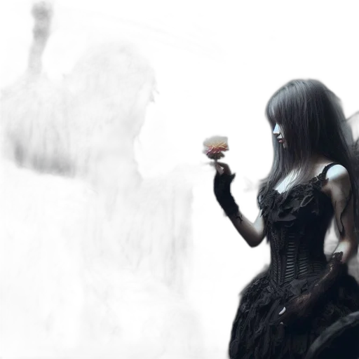 dress, robot, fantasy art, concept art, photorealistic, 3d render, fog, fire transparent PNG cut-out