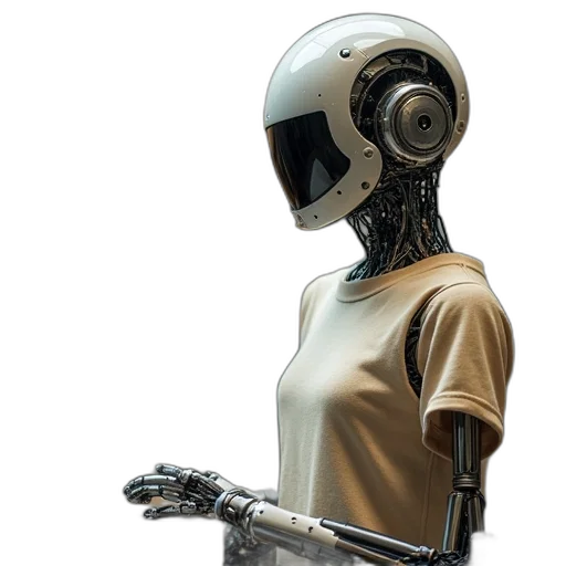 robot, staff, weapon, cyberpunk transparent PNG cut-out