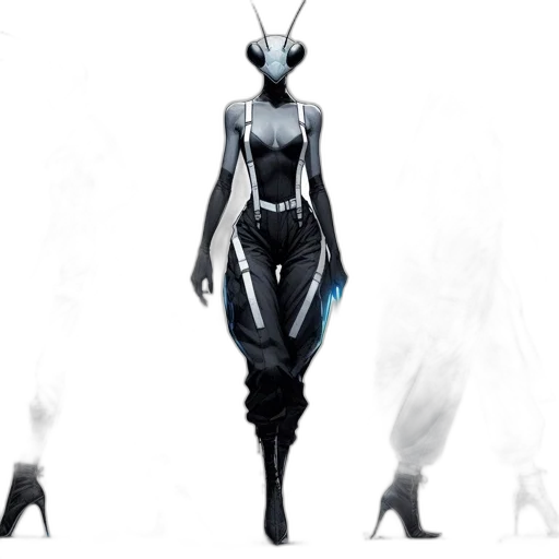 robot, dress, mask, creature, concept art, fantasy art, cyberpunk, 3d render transparent PNG cut-out