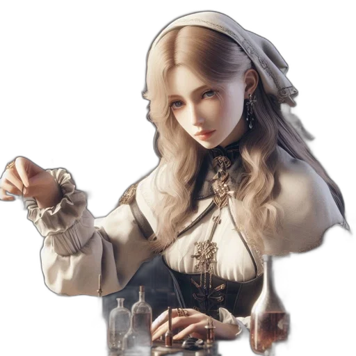 jewelry, staff, face, dress, concept art, fantasy art, 3d render, photorealistic transparent PNG cut-out