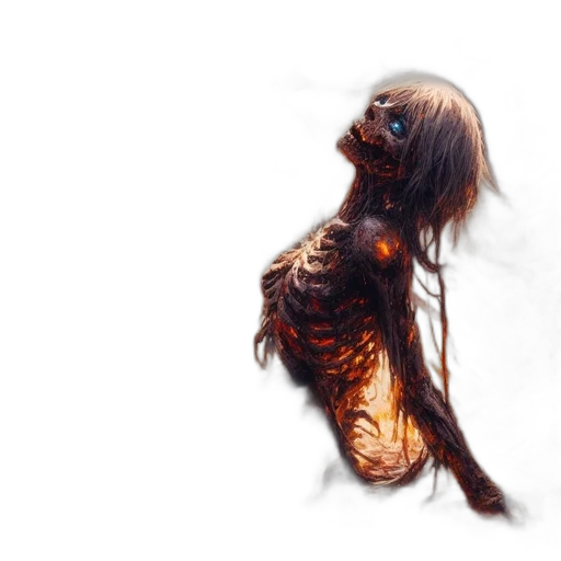 hair, creature, dress, face, concept art, photorealistic, fantasy art, 3d render transparent PNG cut-out