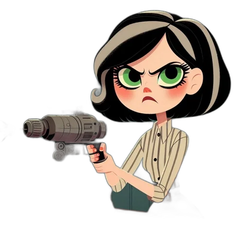 weapon, staff, cartoon, concept art, pixel art, comic book art, animated, female transparent PNG cut-out