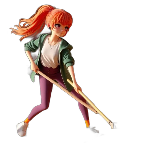 staff, sword, weapon, jacket, concept art, 3d render, fantasy art, anime transparent PNG cut-out
