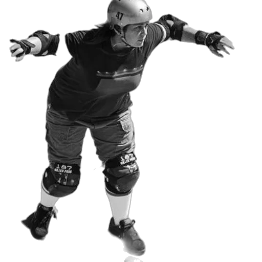 robot, staff, jacket, concept art, skateboarder, wearing, knee, pads transparent PNG cut-out