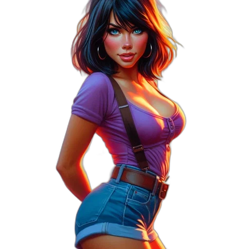 dress, concept art, comic book art, fantasy art, photorealistic, neon lights, neon, colorful transparent PNG cut-out
