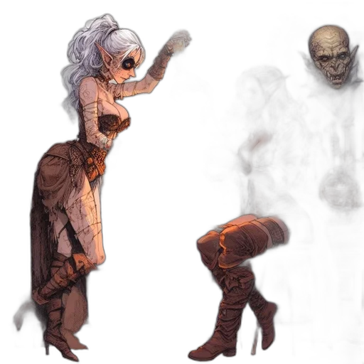creature, staff, weapon, mask, concept art, fantasy art, 3d render, comic book art transparent PNG cut-out