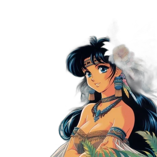 dress, anime, fantasy art, concept art, vaporwave, underwater, fire, fog transparent PNG cut-out