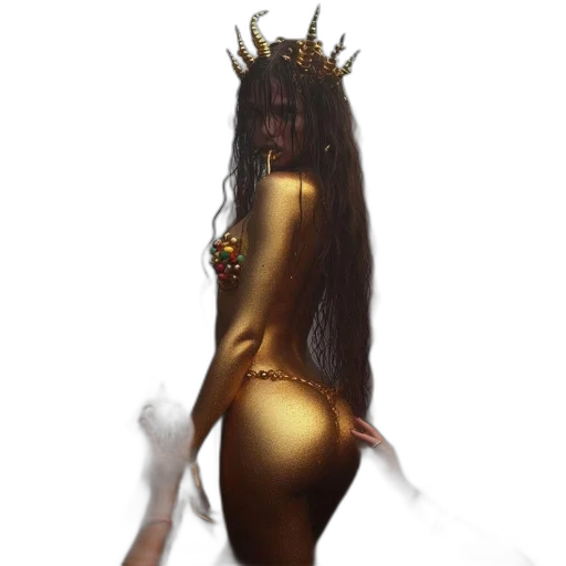crown, dress, creature, hair, concept art, fantasy art, 3d render, photorealistic transparent PNG cut-out