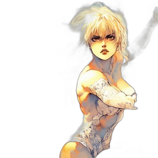 comic book art, concept art, cyberpunk, fantasy art, golden, enchanting, scene, features transparent PNG cut-out