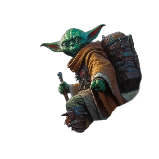 staff, weapon, creature, mask, concept art, fantasy art, green, yoda-like transparent PNG cut-out