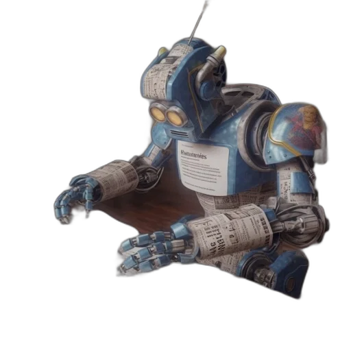 robot, weapon, staff, concept art, 3d render, fantasy art, pixel art, outer space transparent PNG cut-out