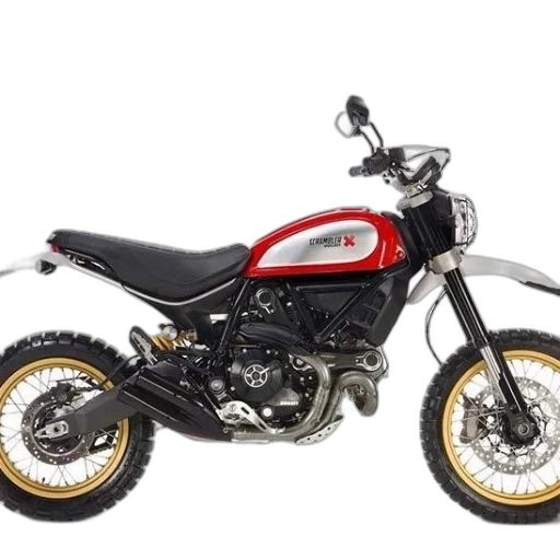 ducati, scrambler, red, white, accents, featuring, sleek, design transparent PNG cut-out
