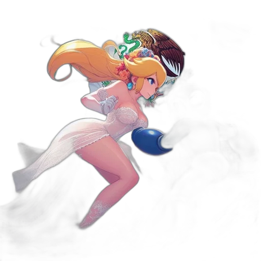 dress, staff, weapon, crown, concept art, pixel art, anime, watercolor transparent PNG cut-out