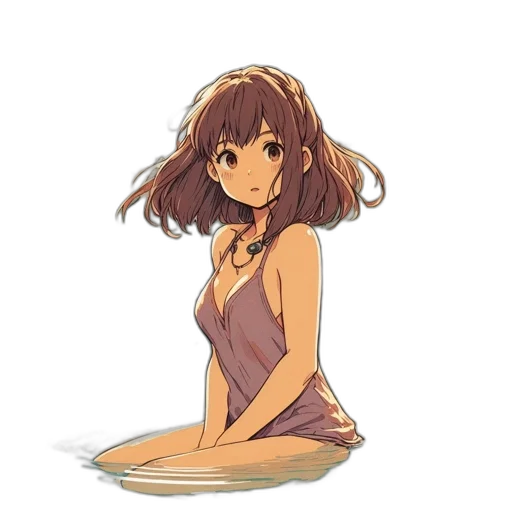 dress, crown, creature, hair, anime, pixel art, concept art, watercolor transparent PNG cut-out