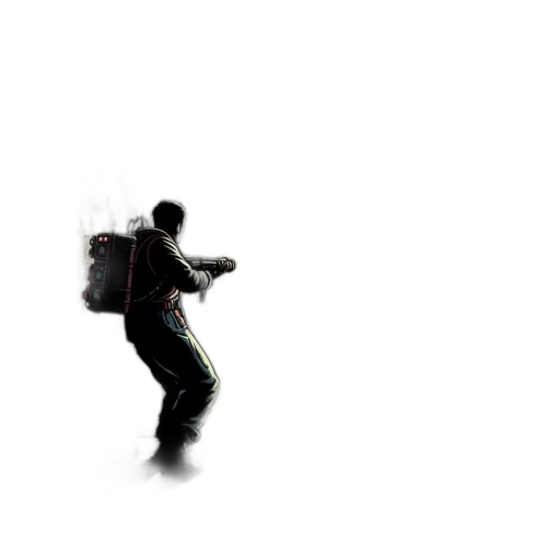 jacket, robot, weapon, staff, concept art, 3d render, pixel art, photorealistic transparent PNG cut-out