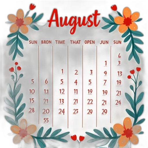 cute, little, calendar, august transparent PNG cut-out