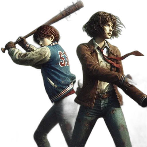 jacket, concept art, fantasy art, comic book art, two, females, prepare, confrontation transparent PNG cut-out