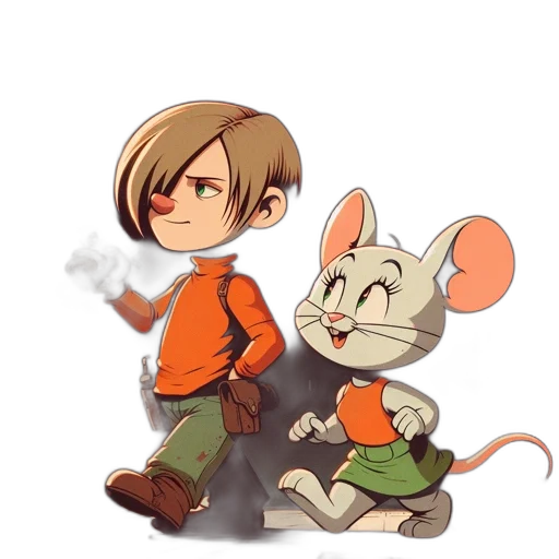 concept art, pixel art, cartoon, comic book art, fire, two, animated, characters transparent PNG cut-out