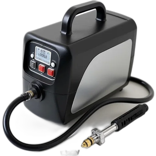 modern, compact, air, compressor, sleek, design, black, silver transparent PNG cut-out
