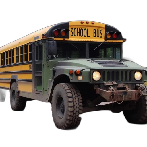 car, weapon, 3d render, concept art, photorealistic, yellow, green, school transparent PNG cut-out