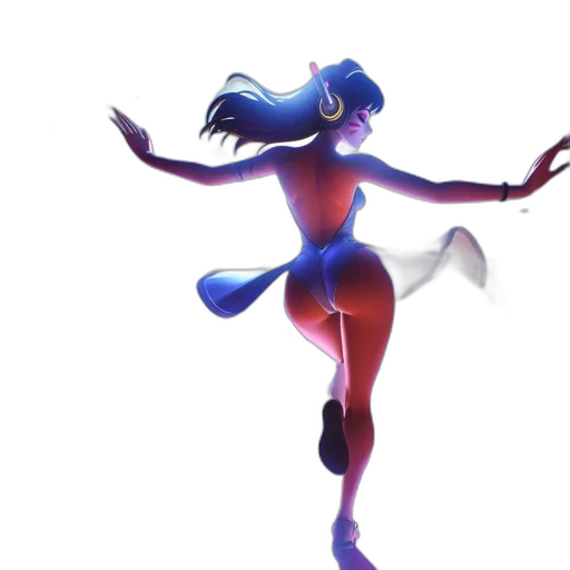concept art, 3d render, fantasy art, comic book art, neon lights, blue, neon, animated transparent PNG cut-out