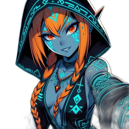 jacket, staff, mask, cyberpunk, concept art, fantasy art, pixel art, blue transparent PNG cut-out