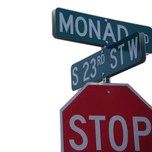 3d render, city street, stop, sign, intersection, monad, 23rd transparent PNG cut-out
