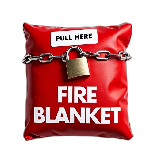 red, fire, blanket, words, written, white, letters, front transparent PNG cut-out