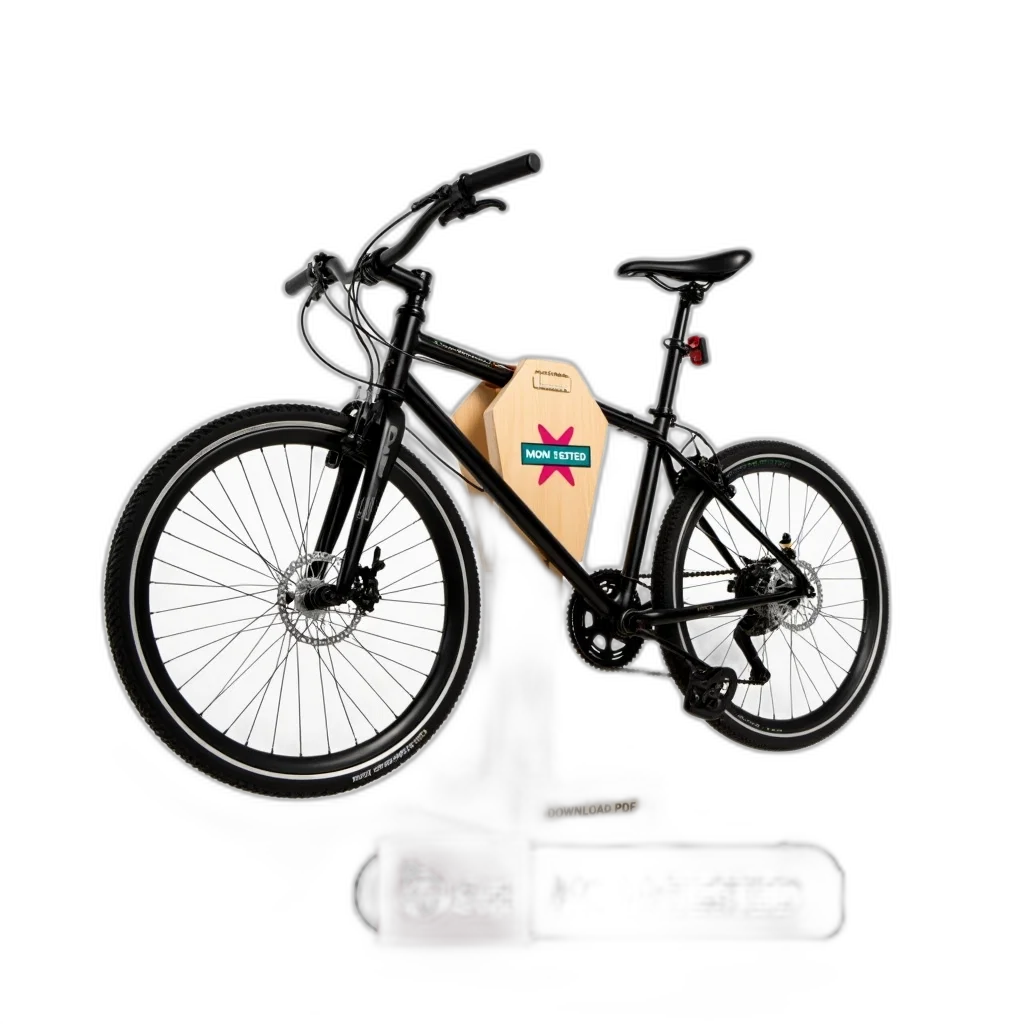 3d render, photorealistic, bicycle, black, frame, rear, wheel, attached transparent PNG cut-out