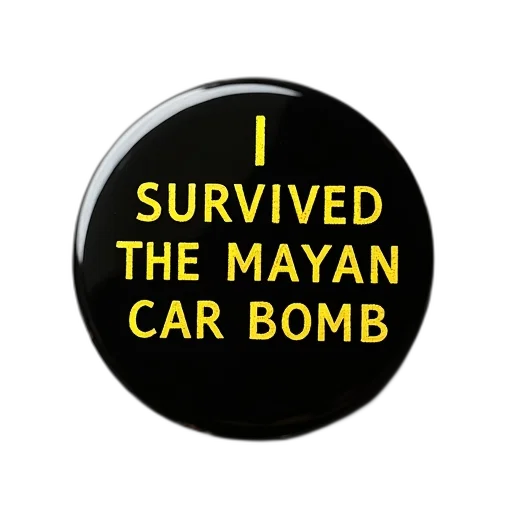 car, black, pin, yellow, text, saying, survived, mayan transparent PNG cut-out