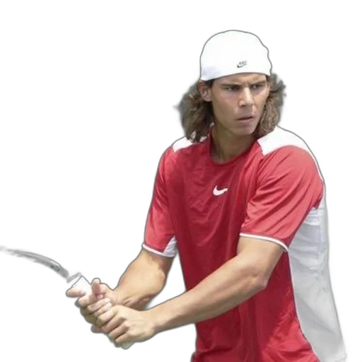 staff, hair, weapon, photorealistic, tennis, player, red, white transparent PNG cut-out