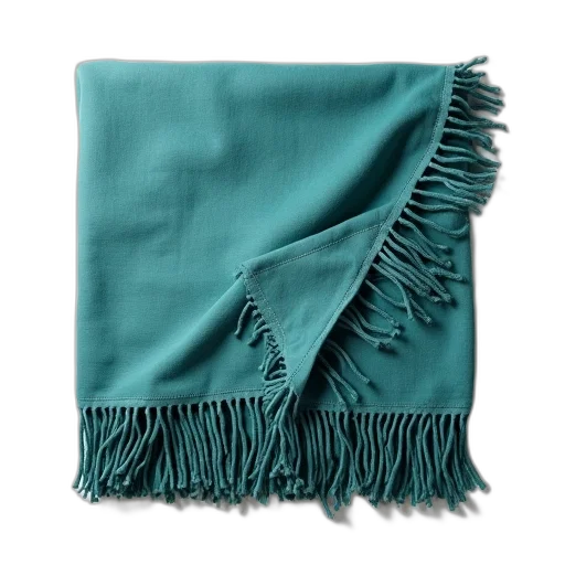 jacket, blue, green, teal-colored, blanket, fringed, edge, laid transparent PNG cut-out