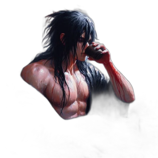 creature, weapon, fantasy art, concept art, photorealistic, comic book art, rain, dark transparent PNG cut-out
