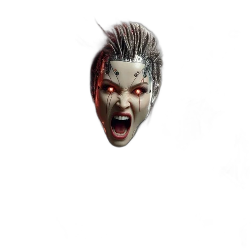 mask, face, creature, hair, concept art, 3d render, photorealistic, comic book art transparent PNG cut-out