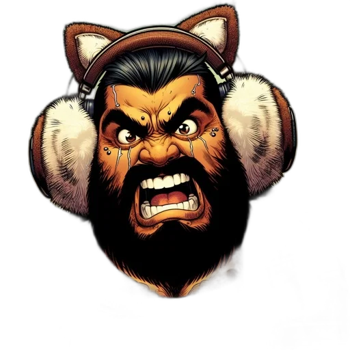 staff, face, animal, mask, comic book art, concept art, cartoon, 3d render transparent PNG cut-out