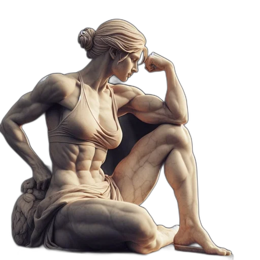 3d render, concept art, photorealistic, fantasy art, life-like, sculpture, portrays, muscular transparent PNG cut-out