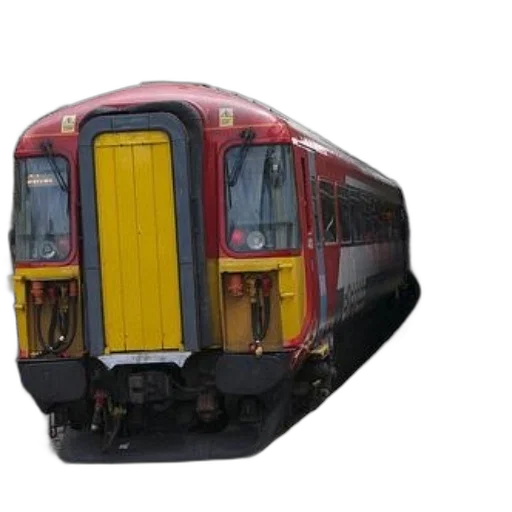 hat, 3d render, photorealistic, red, yellow, train, parked, station transparent PNG cut-out